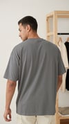Erkek Gri Free Life Bisiklet Yaka Oversize Salas T-Shirt