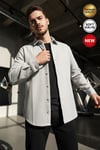 Erkek Gri Kaşe Kalın Soft Oduncu Yumuşak Dokulu Regular Old Money Culture Gömlek Yaka Ceket Hırka