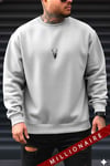 Erkek Gri Melanj Geyik Kalın Soft 3 İplik içi Şardonlu 0 Sıfır Yaka Oversize Salaş Sweatshirt