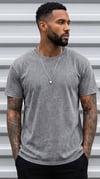 Erkek Gri Regular Asit Yıkamalı Eskitme Efektli Boyalı T-Shirt