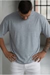 Erkek Grimelanj Basic Düz Baskısız Oversize Salas T-shirt
