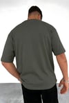 Erkek Haki Free Life Bisiklet Yaka Oversize Salas T-Shirt