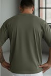 Erkek Haki Free Life Bisiklet Yaka Oversize Salas T-Shirt