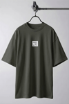 Erkek Haki Free Life Bisiklet Yaka Oversize Salas T-Shirt