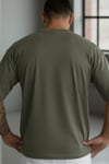 Erkek Haki Geyik Baskılı Oversize Fit Bol Geniş Kalıp Salaş Kesim T-shirt