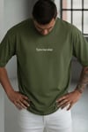 Erkek Haki Spectacular Beyaz Baskılı Oversize Salas T-Shirt