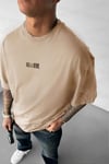 Erkek Hell & Devil Kabaran Baskı Camel Bisiklet Yaka Oversize Salas T-Shirt