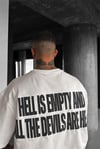 Erkek Hell & Devil Kabaran Baskı Ekru Bisiklet Yaka Oversize Salas T-Shirt