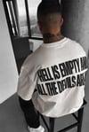 Erkek Hell & Devil Kabaran Baskı Ekru Bisiklet Yaka Oversize Salas T-Shirt