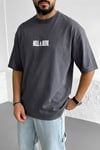 Erkek Hell & Devil Kabaran Baskı Füme Bisiklet Yaka Oversize Salas T-Shirt