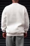Erkek Kırık Beyaz Krem Ekru Dreamer Baskılı 0 Sıfır Yaka Oversize Salaş Bol Kesim Polar Sweatshirt