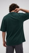 Erkek Koyu Petrol Yeşil Geyik Baskılı Oversize Fit Bol Geniş Kalıp Salaş Kesim T-shirt