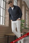 Erkek Lacivert Balıkçı Yaka 3 Iplik Içi Polarlı Şardonlu Oversize Sweatshirt