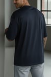 Erkek Lacivert Bisiklet Yaka Düz Basic Baskısız Oversize Salas T-Shirt