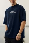 Erkek Lacivert Creatures Oversize Fit Bol Geniş Kalıp Salaş Kesim T-shirt