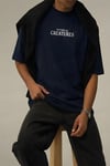 Erkek Lacivert Creatures Oversize Fit Bol Geniş Kalıp Salaş Kesim T-shirt