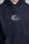 Erkek Lacivert Earth 3 iplik Şardonlu Kapüşonlu Kanguru Cepli Oversize Salaş Hoodie Sweatshirt
