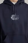 Erkek Lacivert Earth 3 iplik Şardonlu Kapüşonlu Kanguru Cepli Oversize Salaş Hoodie Sweatshirt