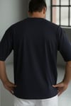 Erkek Lacivert Geyik Baskılı Oversize Fit Bol Geniş Kalıp Salaş Kesim T-shirt