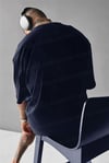 Erkek Lacivert Kupa As Kuru Kafa Oversize Fit Bol Geniş Kalıp Salaş Kesim T-shirt