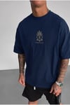 Erkek Lacivert Royal Oversize Fit Bol Geniş Kalıp Salaş Kesim T-shirt