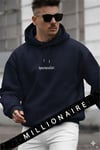 Erkek Lacivert Spectacular Kapüşonlu Oversize 3 iplik Kanguru Cep Şardonlu Salaş Hoodie Sweatshirt