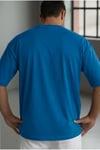 Erkek Mavi Basic Düz Baskısız Oversize Salas T-shirt