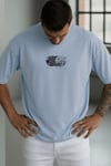 Erkek Mavi Earth Oversize Fit Bol Geniş Kalıp Salaş Kesim T-shirt