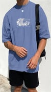 Erkek Mavi Earth Oversize Fit Bol Geniş Kalıp Salaş Kesim T-shirt