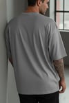 Erkek Melanj Gri Free Life Bisiklet Yaka Oversize Salas T-Shirt