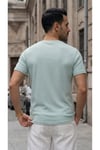 Erkek Mint Henley Yaka Tişört Üç Düğmeli Patlı Fitilli Regular T-shirt