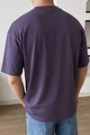 Erkek Mor Basic Düz Baskısız Oversize Salas Boyfriend T-Shirt