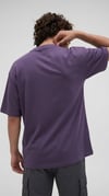 Erkek Mor Geyik Baskılı Oversize Fit Bol Geniş Kalıp Salaş Kesim T-shirt
