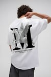 Erkek Mythical Pegasus Baskılı Beyaz Bisiklet Yaka Oversize Salaş T-Shirt