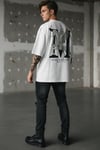 Erkek Mythical Pegasus Baskılı Beyaz Bisiklet Yaka Oversize Salaş T-Shirt