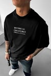 Erkek Mythical Pegasus Baskılı Siyah Bisiklet Yaka Oversize Salaş T-Shirt
