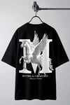 Erkek Mythical Pegasus Baskılı Siyah Bisiklet Yaka Oversize Salaş T-Shirt