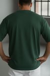 Erkek Nefti Yeşil Geyik Baskılı Oversize Fit Bol Geniş Kalıp Salaş Kesim T-shirt