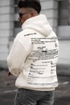 Erkek Original Baskılı Ekru Kırık Beyaz 3 iplik Şardonlu Kapüşonlu Oversize Salaş Bol Kesim Hoodie Sweatshirt
