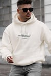 Erkek Original Baskılı Ekru Kırık Beyaz 3 iplik Şardonlu Kapüşonlu Oversize Salaş Bol Kesim Hoodie Sweatshirt