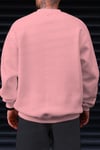 Erkek Pembe Basic 0 Sıfır Yaka Baskısız Düz Oversize Salaş Bol Kesim Polar Sweatshirt