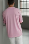 Erkek Pembe Basic Düz Baskısız Oversize Salas Boyfriend T-Shirt