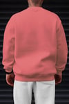 Erkek Pembe Dreamer Baskılı 0 Sıfır Yaka Oversize Salaş Bol Kesim Polar Sweatshirt