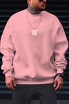 Erkek Pembe Free Life Baskılı Kalın Soft 3 İplik içi Şardonlu 0 Sıfır Yaka Oversize Salaş Sweatshirt