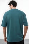 Erkek Petrol Mavisi Bisiklet Yaka Düz Basic Baskısız Oversize Salas T-Shirt