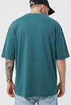 Erkek Petrol Mavisi Bisiklet Yaka Düz Basic Baskısız Oversize Salas T-Shirt