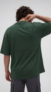 Erkek Petrol Yeşili Basic Düz Baskısız Oversize Salas Boyfriend T-Shirt