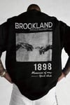 Erkek Siyah 1898 Brookland Baskılı Oversize Salas T-Shirt