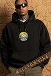 Erkek Siyah Adventure 3 iplik Şardonlu Kapüşonlu Kanguru Cepli Oversize Salaş Hoodie Sweatshirt