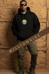 Erkek Siyah Adventure 3 iplik Şardonlu Kapüşonlu Kanguru Cepli Oversize Salaş Hoodie Sweatshirt